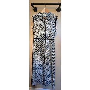 FENDI skylines striped sleeveless dress with pockets,‎  buttons up the front